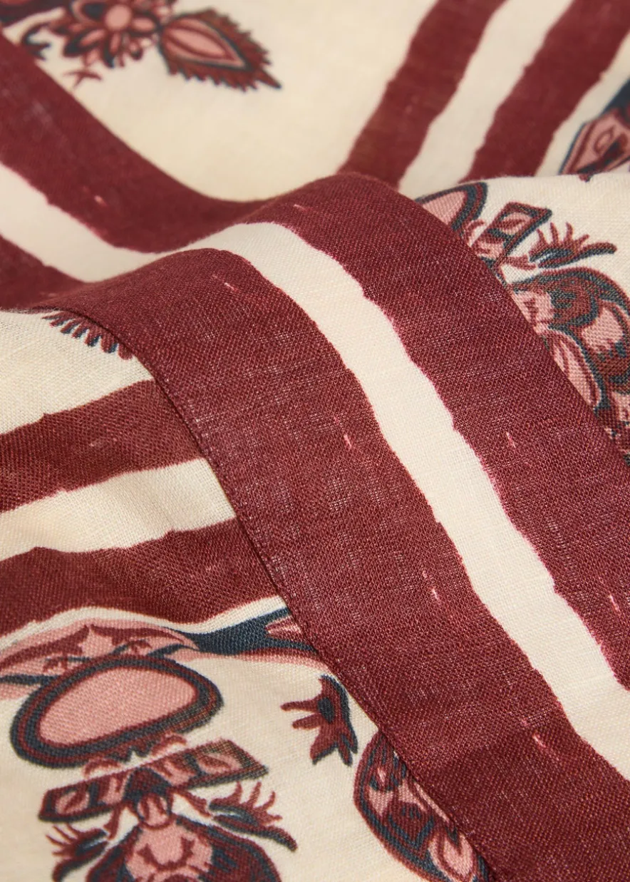 Roots printed linen mini wrap skirt
