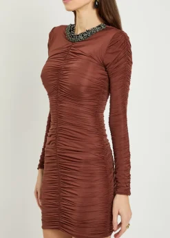 Ross embellished ruched stretch-jersey mini dress