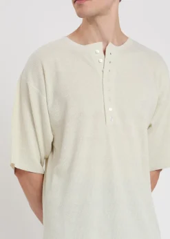 Round-neck ribbed-knit silk top