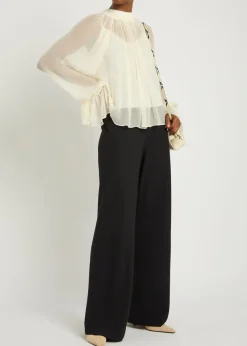 Roux pleated georgette blouse
