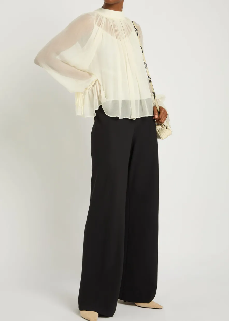 Roux pleated georgette blouse