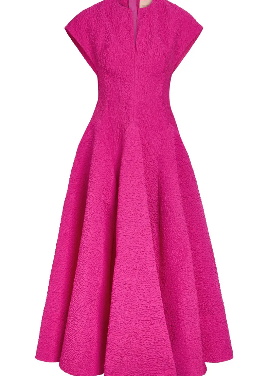 Rova cloqué midi dress