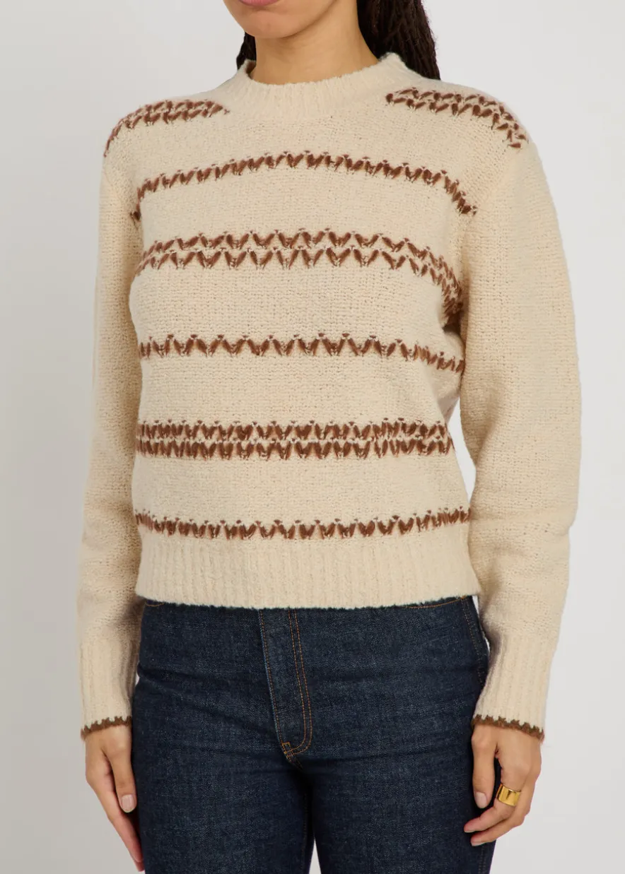 Roxane embroidered wool-blend jumper
