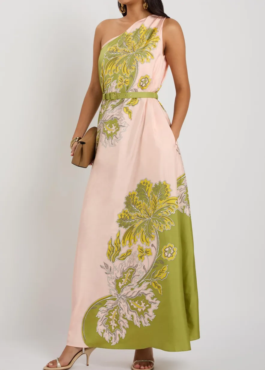 Roy printed belted silk maxi dress