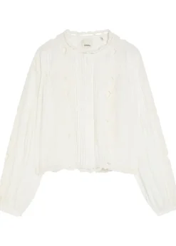 Rubra floral-embroidered ramie blouse