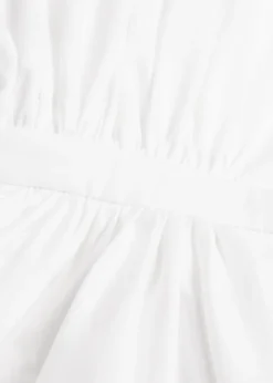 Ruched cotton-poplin midi shirt dress