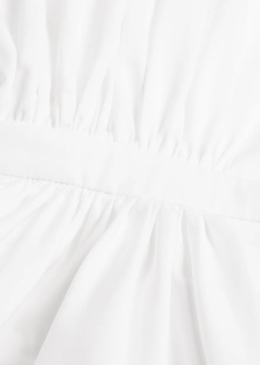 Ruched cotton-poplin midi shirt dress