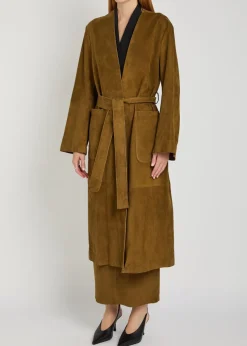 Ruelle belted suede coat