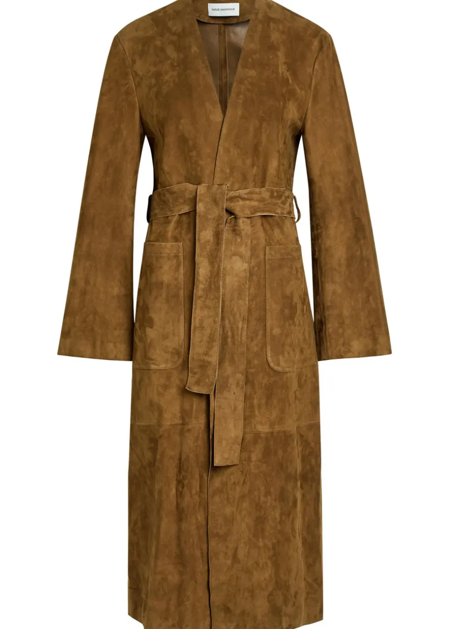 Ruelle belted suede coat