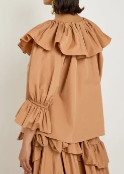 Ruffle cotton-poplin blouse