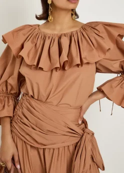 Ruffle cotton-poplin blouse