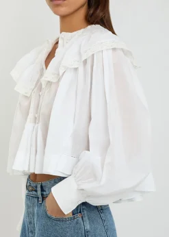Ruffled cotton blouse