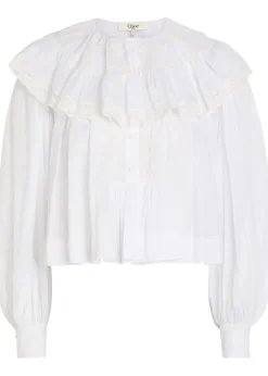 Ruffled cotton blouse