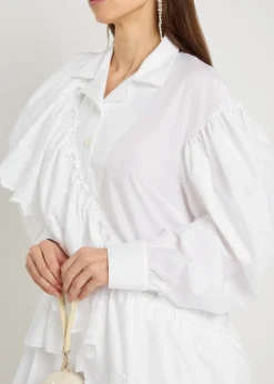 Ruffled cotton midi shirt dress