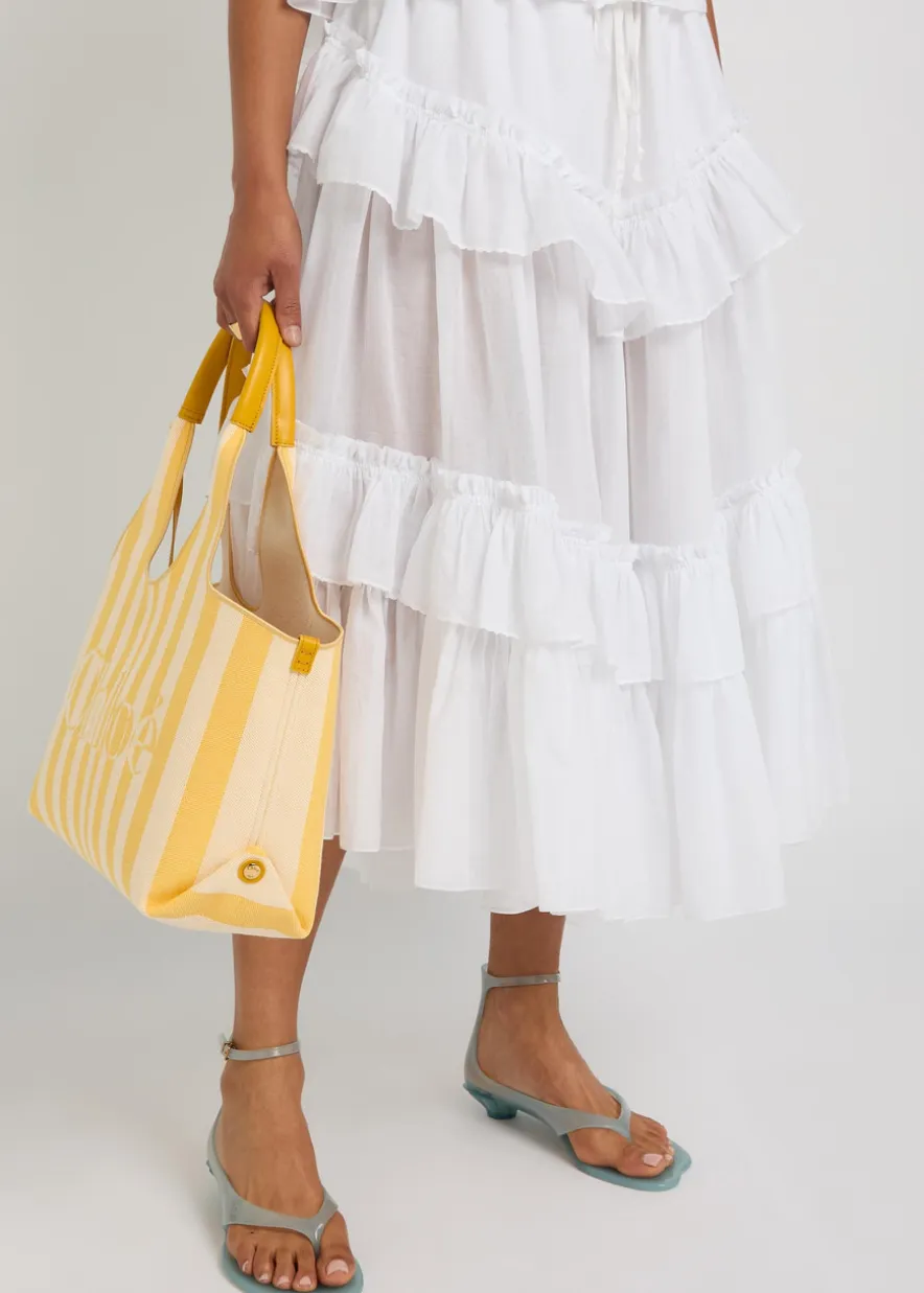 Ruffled cotton midi skirt