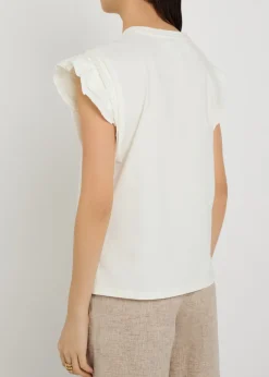 Ruffled cotton T-shirt