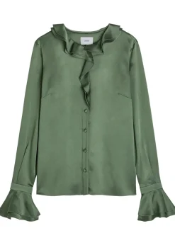 Ruffled satin blouse