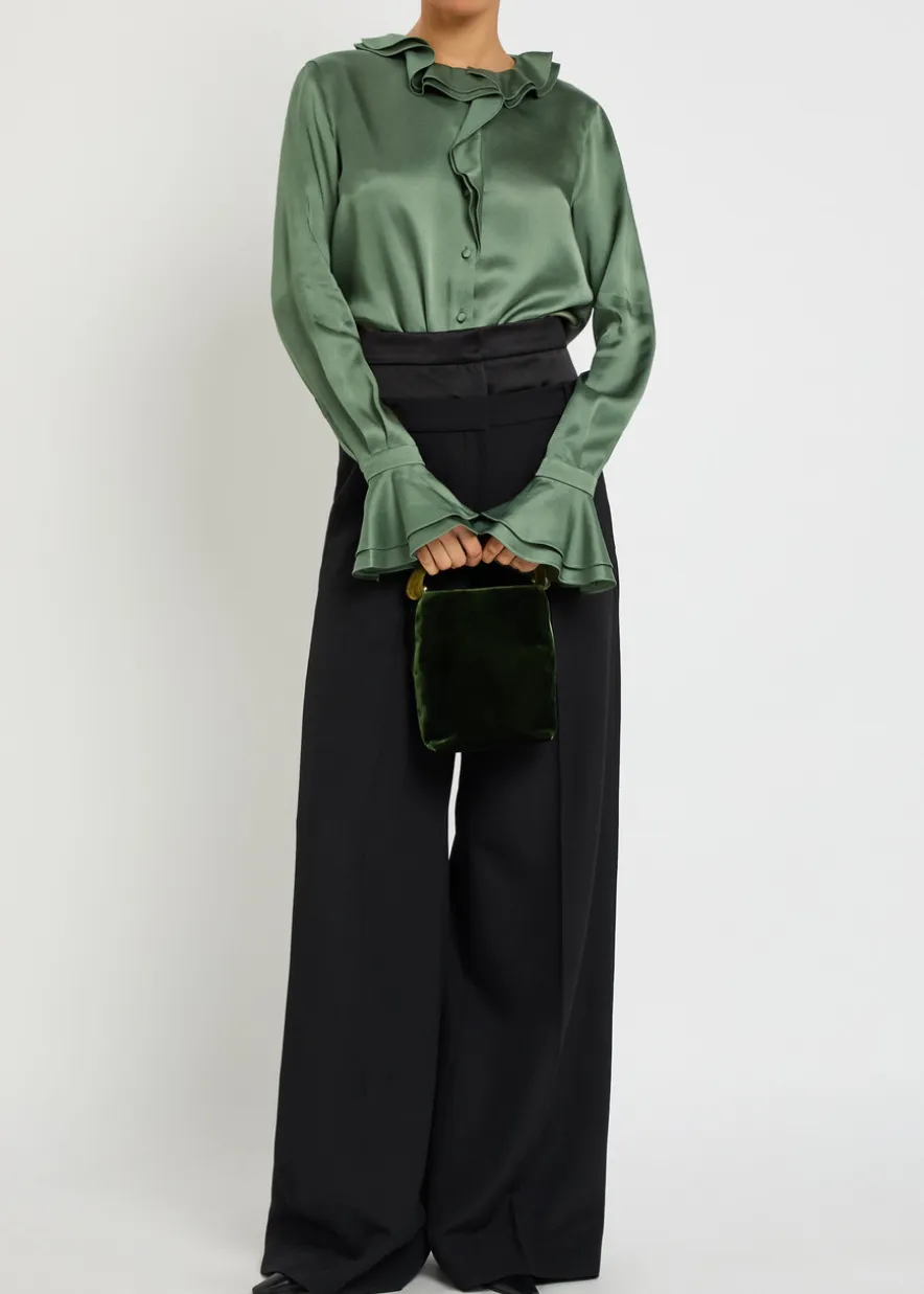 Ruffled satin blouse