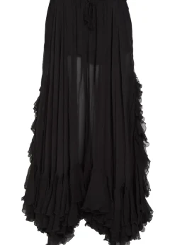 Ruffled sheer silk-chiffon maxi skirt