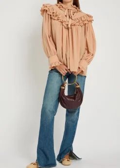 Ruffled silk-chiffon blouse
