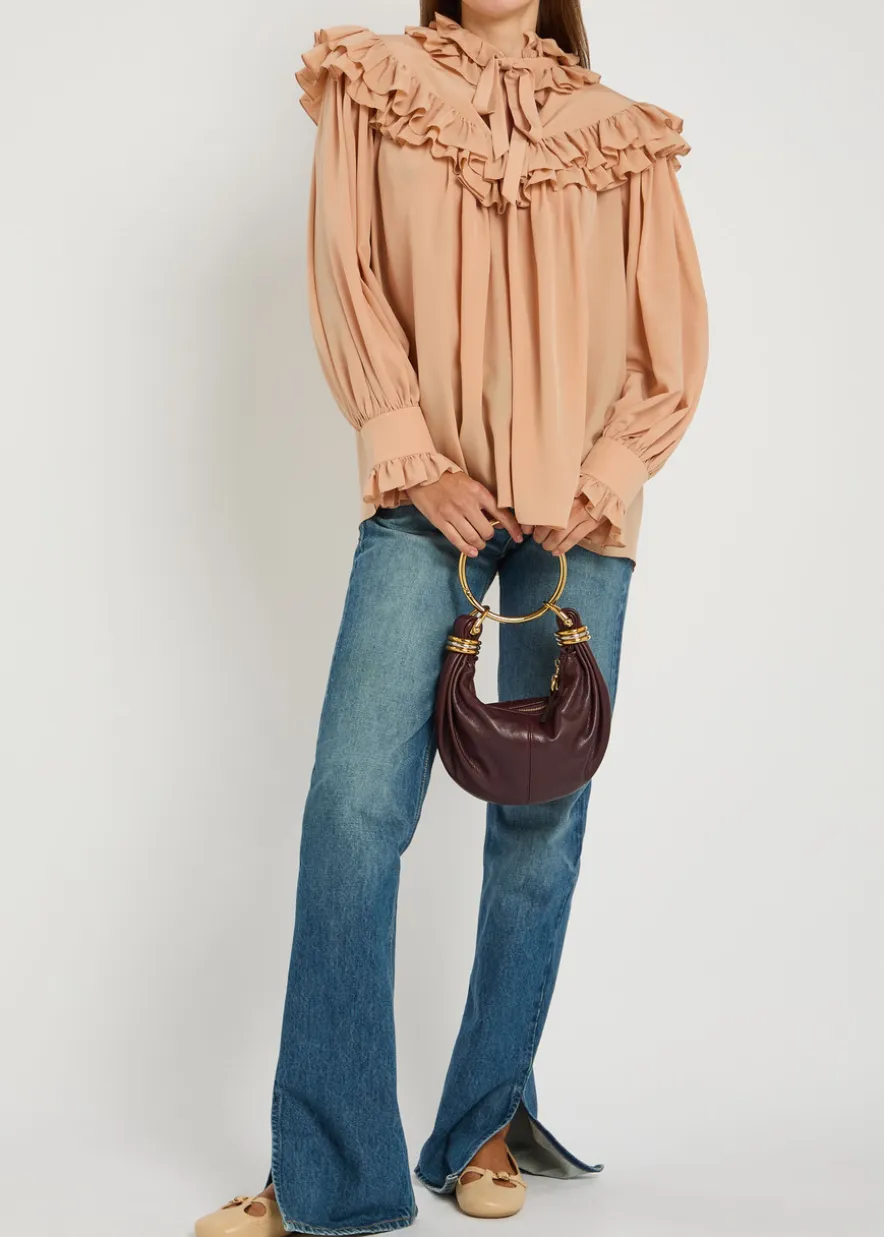 Ruffled silk-chiffon blouse