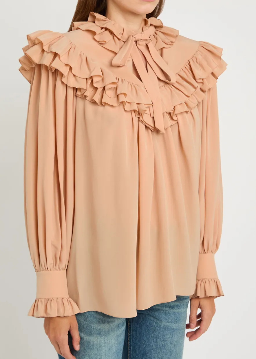 Ruffled silk-chiffon blouse