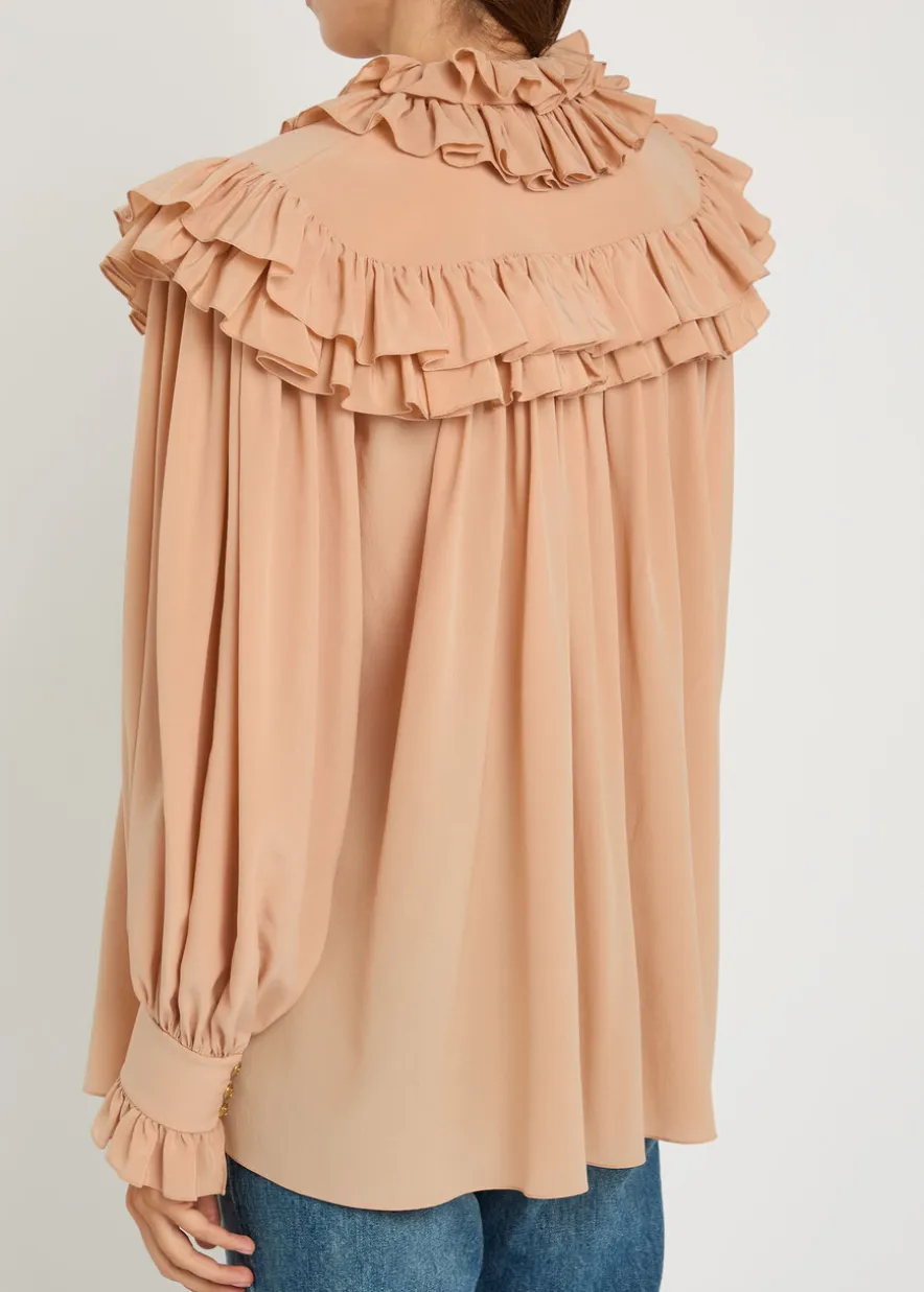 Ruffled silk-chiffon blouse