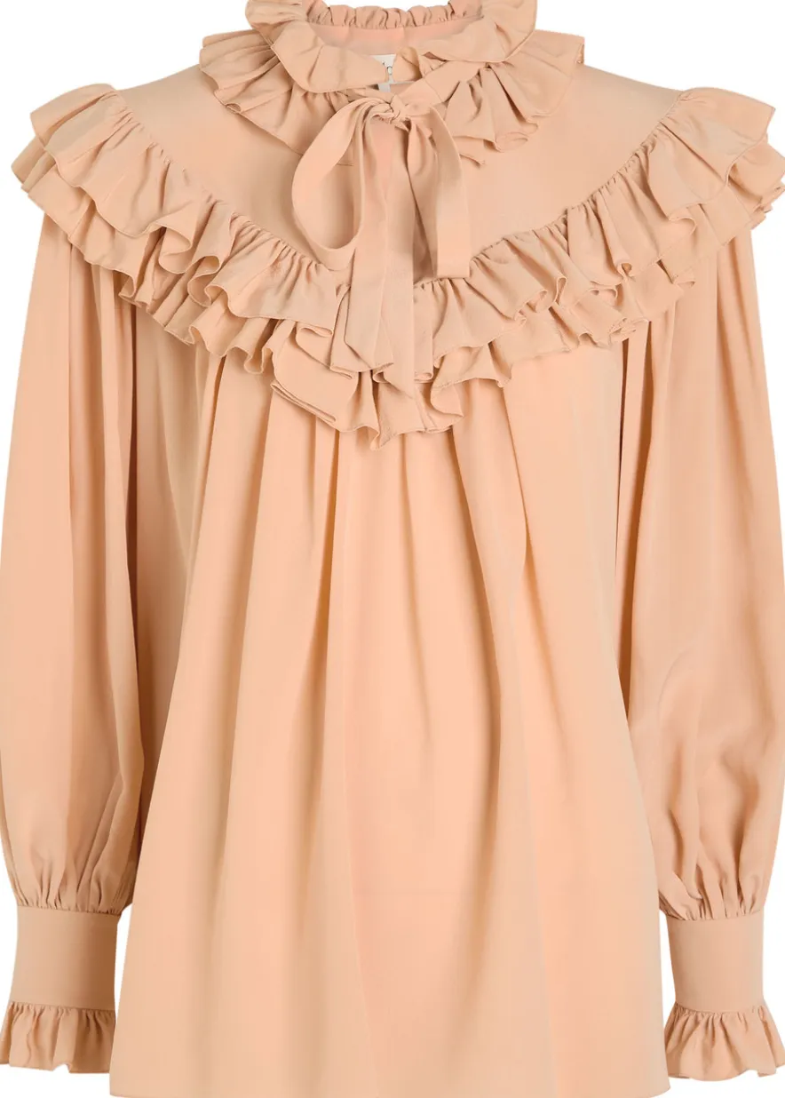 Ruffled silk-chiffon blouse