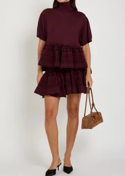 Ruffled wool-blend mini skirt