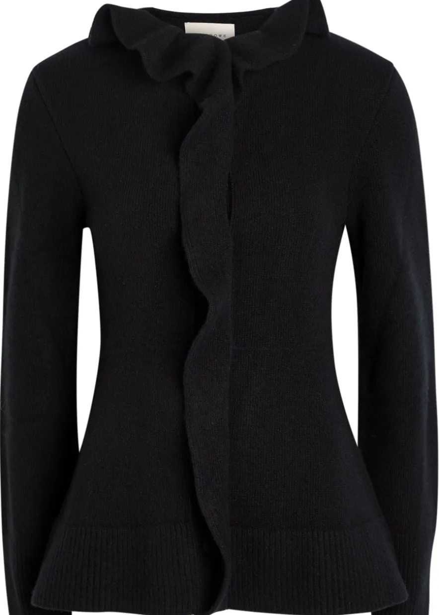 Ruffled wool cardigan