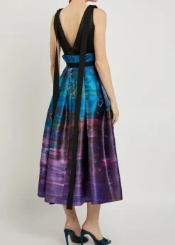 Runa printed satin midi dress