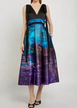 Runa printed satin midi dress