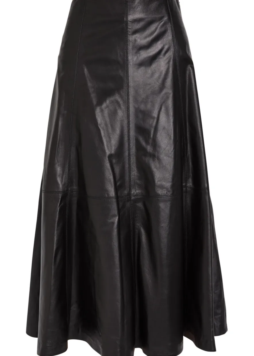 Ryma panelled leather midi skirt