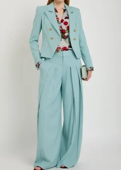 Sable double-breasted cropped blazer