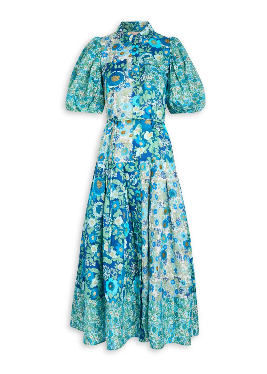 Sacha floral ramie midi shirt dress
