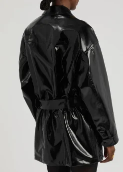 Saharienne belted vinyl jacket