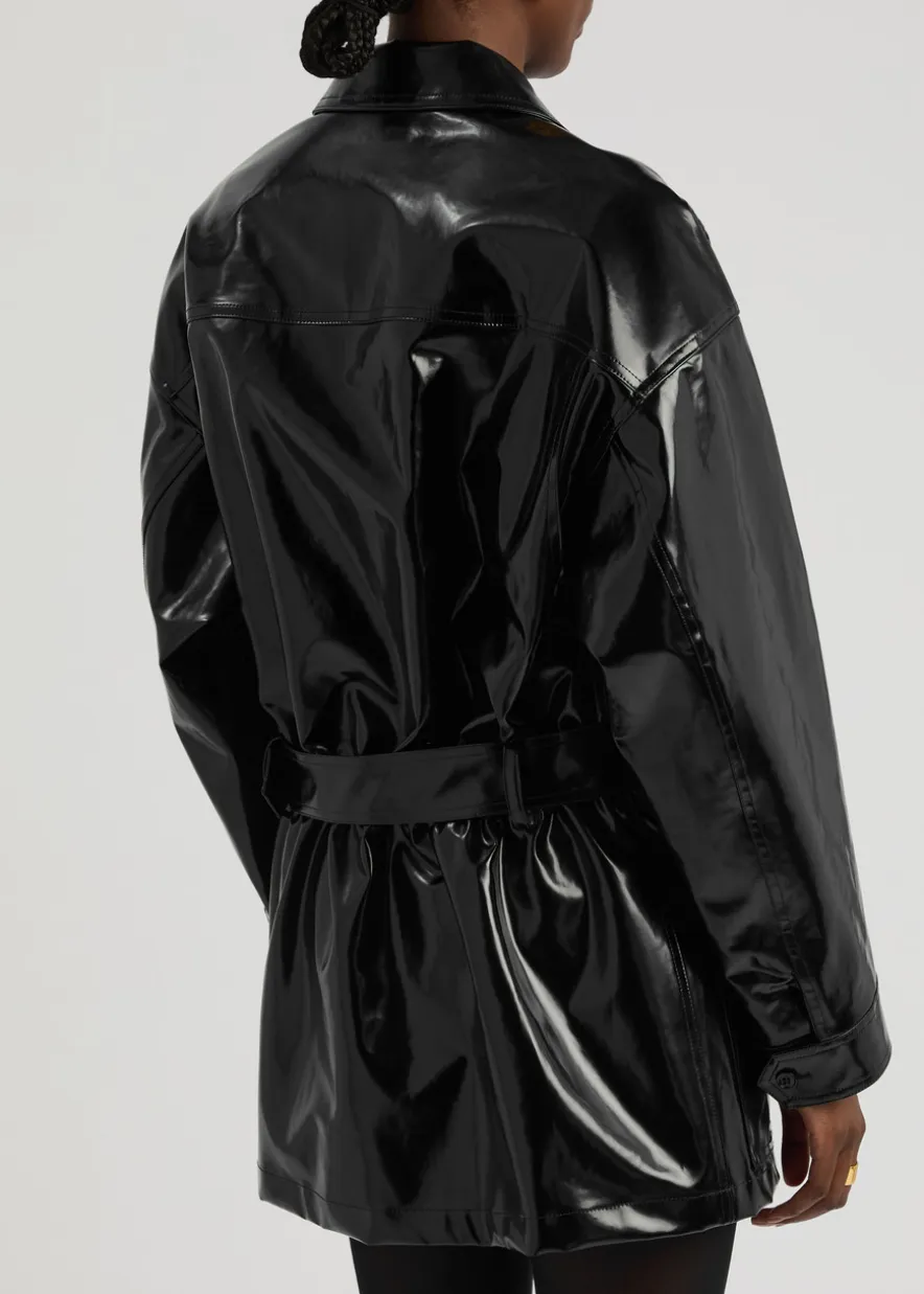 Saharienne belted vinyl jacket