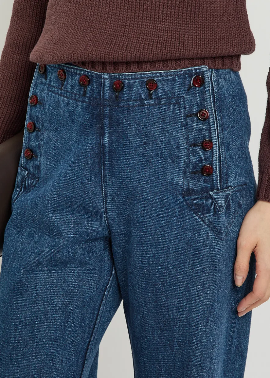 Sailor wide-leg denim trousers