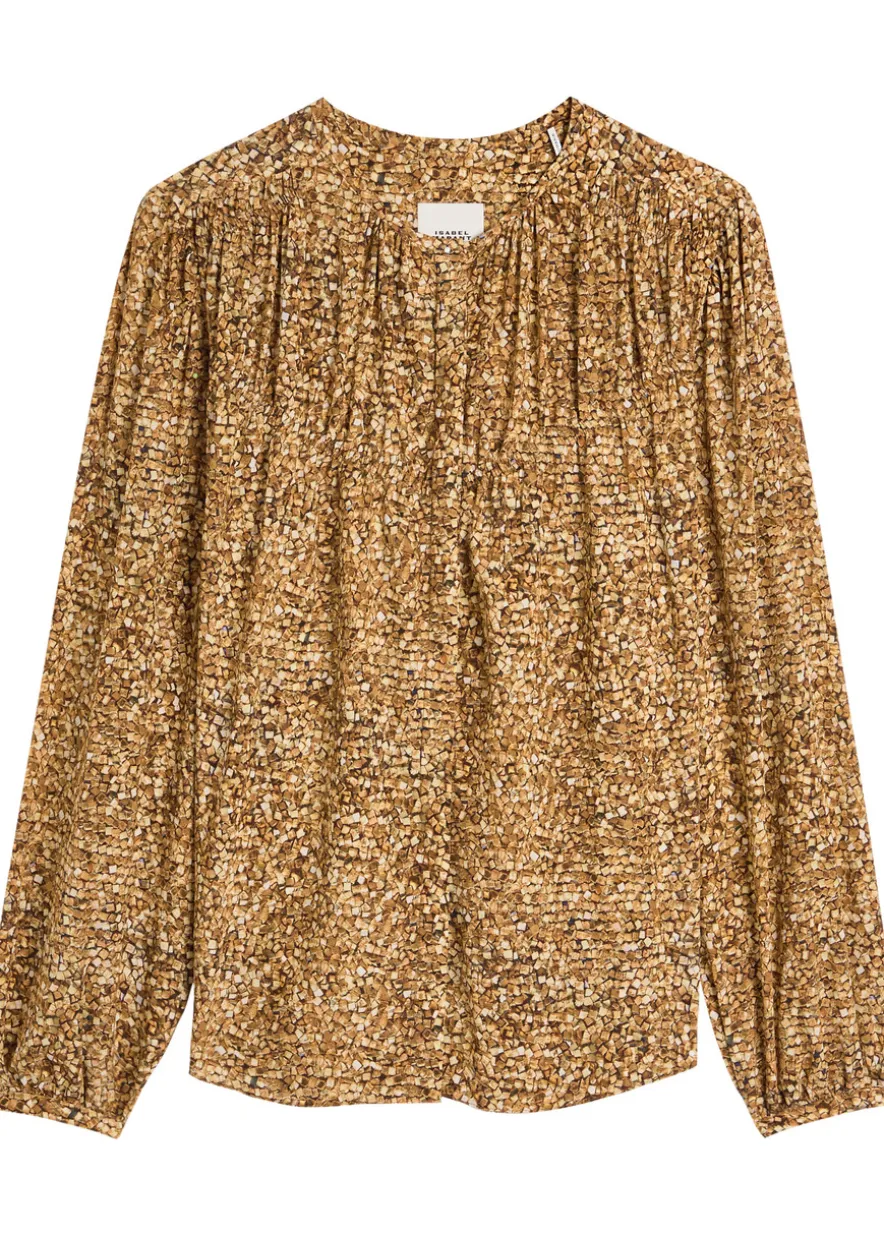 Sally printed silk-chiffon top