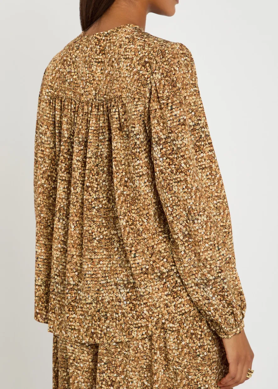 Sally printed silk-chiffon top