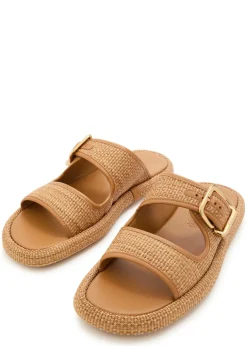 Sandalo leather-trim raffia sandals