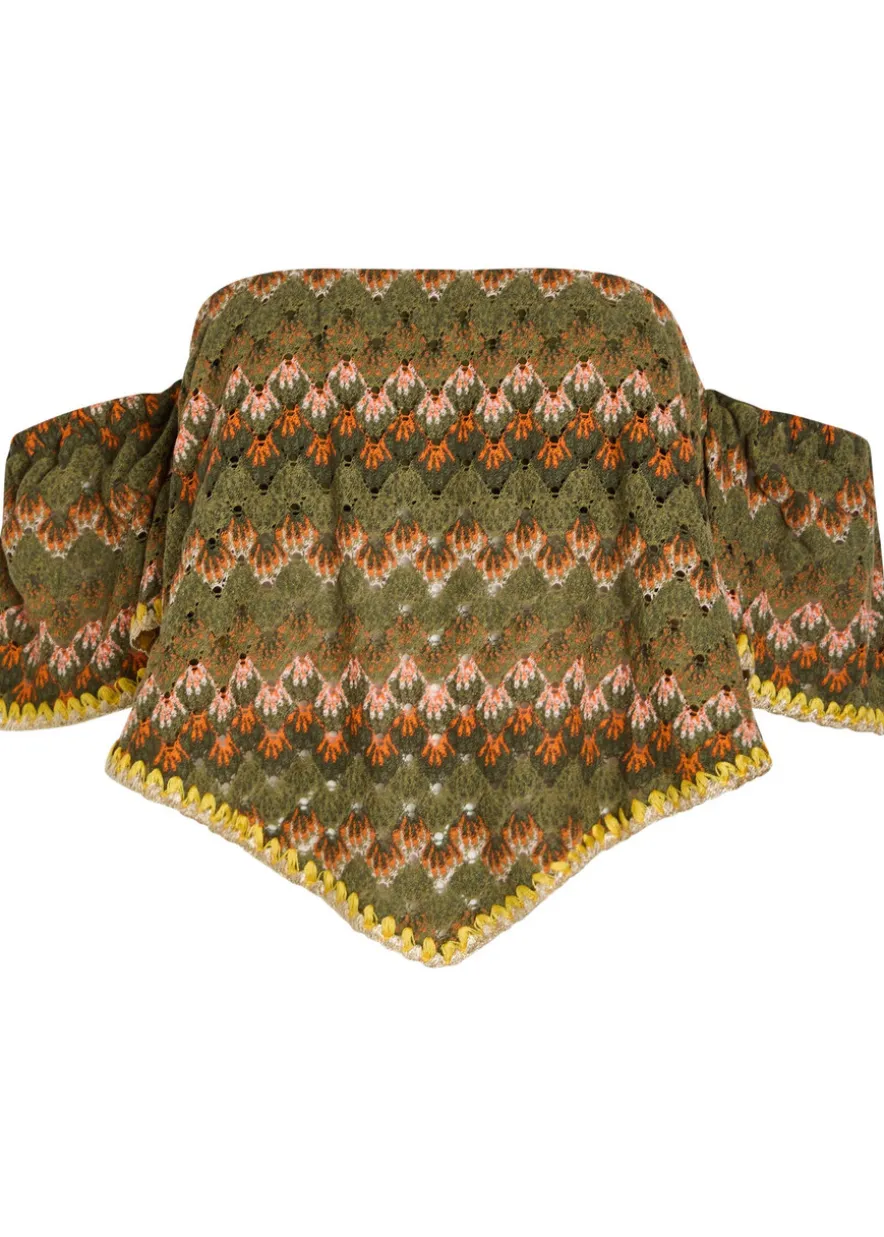 Sand Dollar embroidered open-knit cotton-blend top