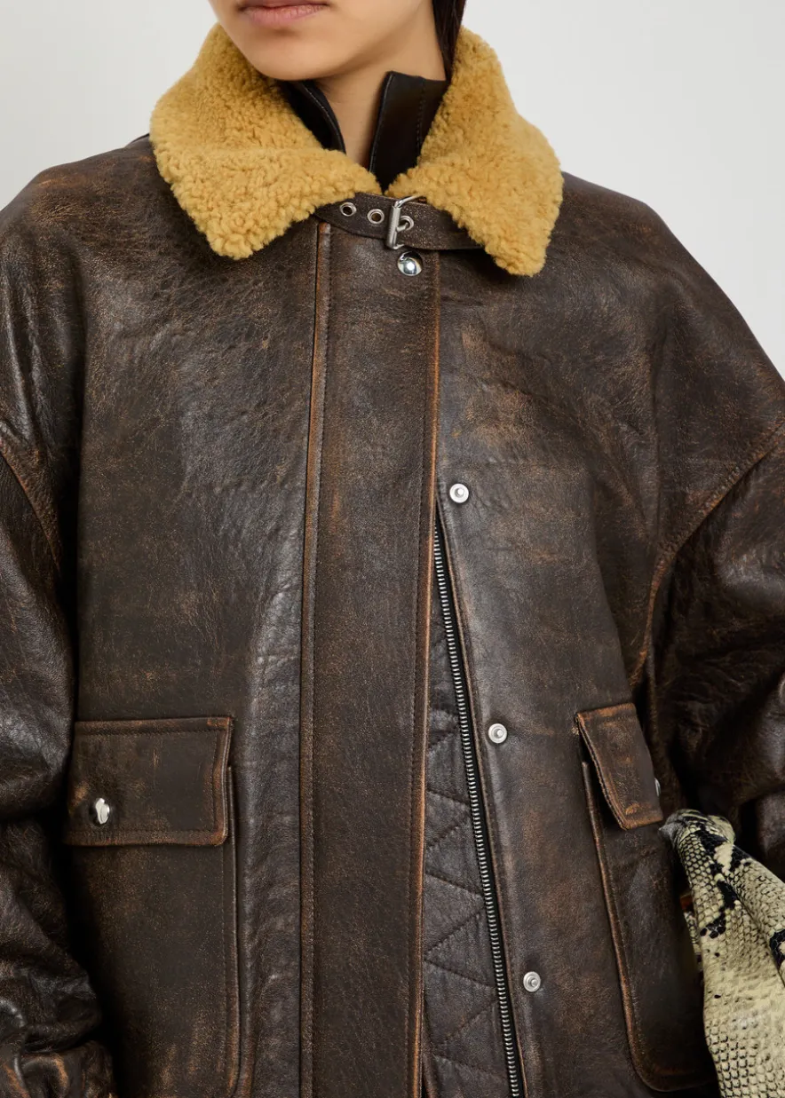 Sandor shearling-collar leather jacket