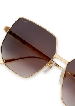 Santos De Cartier gold-tone square-frame sunglasses