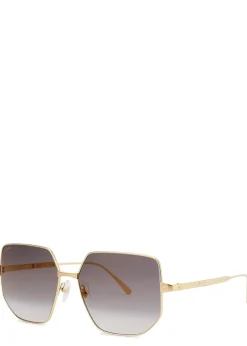 Santos De Cartier gold-tone square-frame sunglasses