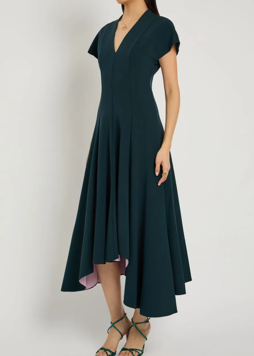 Sapha asymmetric crepe midi dress