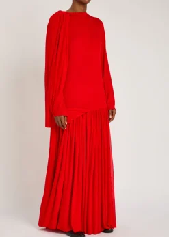 Sara draped fine-knit maxi dress