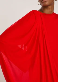 Sara draped fine-knit maxi dress