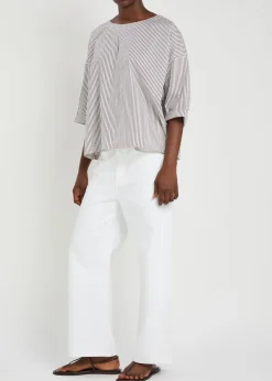 Saria striped cotton-poplin top