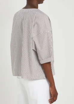 Saria striped cotton-poplin top